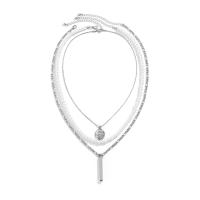 Mode-Multi-Layer-Halskette, Kunststoff Perlen, mit Titanstahl & Messing & Eisen & Zinklegierung, mit Verlängerungskettchen von 2.7inch, silberfarben plattiert, Modeschmuck & mehrschichtig & für den Menschen, 38mm, Länge:ca. 17.7 ZollInch, ca.  19.6 ZollInch, ca.  21.6 ZollInch, verkauft von PC