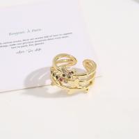 Brass Cuff Finger Ring, real gold plated, Adjustable & micro pave cubic zirconia & for woman, 14mm 