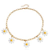 Resin Zinc Alloy Necklace, with Resin, Flower, gold color plated, fashion jewelry & for woman, two different colored, 25mm cm 