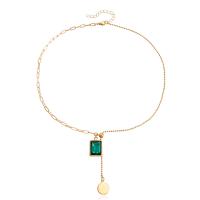 Crystal Zinc Alloy Necklace, with Crystal, gold color plated, fashion jewelry & for woman, two different colored, 20mm cm 