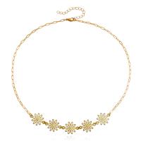 Enamel Zinc Alloy Necklace, Flower, gold color plated, fashion jewelry & for woman, golden, 20mm cm 