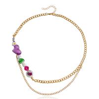 Resin Zinc Alloy Necklace, with ABS Plastic Pearl & Resin, gold color plated, fashion jewelry & for woman, multi-colored cm 