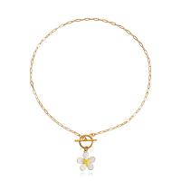 Enamel Zinc Alloy Necklace, Flower, gold color plated, fashion jewelry & for woman, golden, 20mm cm 