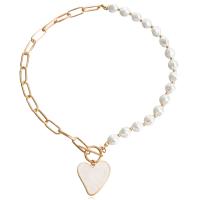 Plastic Pearl Necklace, Zinc Alloy, with ABS Plastic Pearl & Acrylic, plated, fashion jewelry & for woman 30mm cm 