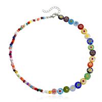 Lampwork Jewelry Necklace, Zinc Alloy, with Lampwork, with 5cm extender chain, fashion jewelry & for woman, multi-colored cm 