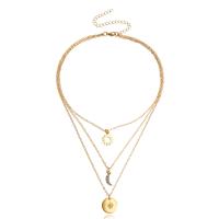 Fashion Multi Layer Necklace, Zinc Alloy, gold color plated, three layers & fashion jewelry & for woman & with rhinestone, golden, 15mm cm 