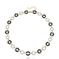 Plastic Pearl Necklace, Zinc Alloy, with ABS Plastic Pearl, with 5cm extender chain, gold color plated, fashion jewelry & for woman, two different colored cm 