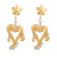 Plastic Pearl Zinc Alloy Earring, with ABS Plastic Pearl, gold color plated, fashion jewelry & for woman & with rhinestone, golden 