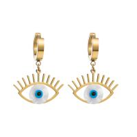 Evil Eye Earrings, Titanium Steel, plated, fashion jewelry & for woman, golden 