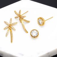 Cubic Zirconia Micro Pave Brass Earring, 18K gold plated, fashion jewelry & micro pave cubic zirconia & for woman  