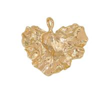 Brass Leaf Pendants, Heart, gold color plated, fashion jewelry & Unisex, golden Approx 