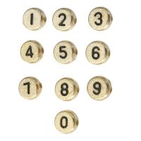 Acryl Zahlen Perlen, flache Runde, DIY & verschiedene Muster für Wahl & Emaille, keine, 7x7x4mm, Bohrung:ca. 1mm, verkauft von Tasche