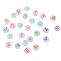 Acryl Alphabet Perlen, flache Runde, DIY & verschiedene Muster für Wahl & Emaille, keine, 7x7x3.5mm, Bohrung:ca. 1mm, verkauft von Tasche
