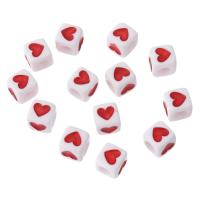 Enamel Acrylic Beads, Square, DIY, red Approx 4mm 