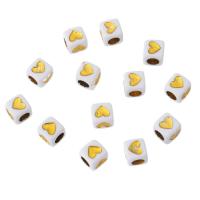 Enamel Acrylic Beads, Square, DIY, golden Approx 4mm 
