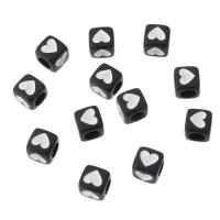 Schmelz Acryl Perlen, Quadrat, DIY & Emaille, schwarz, 6.5x6.5x6.5mm, Bohrung:ca. 3.5mm, verkauft von Tasche