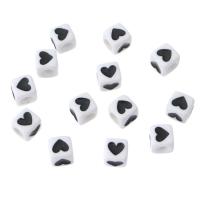 Enamel Acrylic Beads, Square, DIY, white and black Approx 3.5mm 
