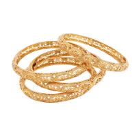 Brass Bangle, 24K gold plated, for woman & hollow, golden, 60mm 