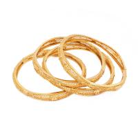 Brass Bangle, 24K gold plated, for woman & hollow, golden, 60mm 
