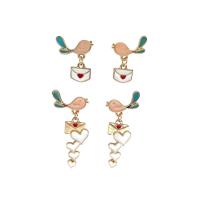 Enamel Zinc Alloy Drop Earring, Bird, gold color plated & for woman, mixed colors 