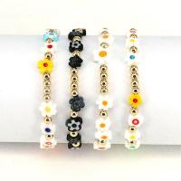 Lampwork Bracelets, Brass, with Polyester Cord & Lampwork, 18K gold plated, for woman .1 Inch 
