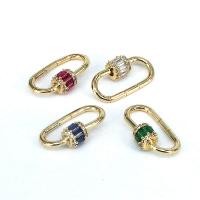 Brass Screw Clasp, gold color plated, DIY & micro pave cubic zirconia 