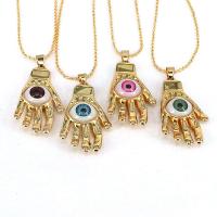 Evil Eye Jewelry Necklace, Brass, with Resin, with 1.97 extender chain, gold color plated, for woman .93 Inch 