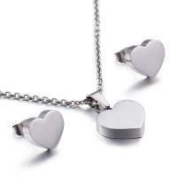 Fashion Stainless Steel Jewelry Sets, 316L Stainless Steel, Stud Earring & necklace, Heart, Vacuum Ion Plating, 2 pieces & fashion jewelry & for woman 16*15mm,11mm Approx 15.94 Inch 