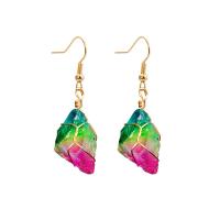 Gemstone Drop Earring, Brass, with Rainbow Jasper, fashion jewelry & for woman, golden, 18-22mm 