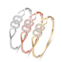 Titanium Steel Bangle, Heart, Vacuum Ion Plating, fashion jewelry & for woman & with rhinestone & hollow 18mm, Inner Approx 