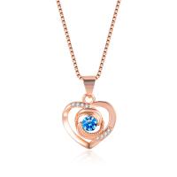 Cubic Zircon Micro Pave Brass Necklace, Heart, rose gold color plated, fashion jewelry & micro pave cubic zirconia & for woman, rose gold color 