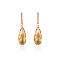 Crystal Drop Earring, Brass, with Crystal, Teardrop, rose gold color plated, fashion jewelry & for woman, Champagne 