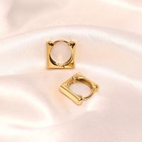 Stainless Steel Huggie Hoop Earring, 304 Stainless Steel, Geometrical Pattern, 18K gold plated, for woman & hollow 