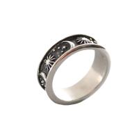 Stainless Steel Finger Ring, 304 Stainless Steel, Sun, Unisex & blacken, US Ring 