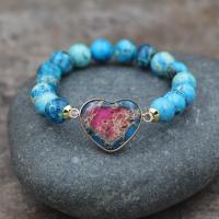Impression Jasper Bracelet, with Zinc Alloy, Heart, polished, for woman Approx 6.29 Inch 