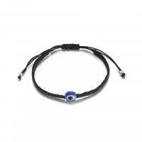 Evil Eye Jewelry Bracelet, Zinc Alloy, with Artificial Fibre & Acrylic, Adjustable & fashion jewelry & Unisex, black Approx 7.6 Inch 