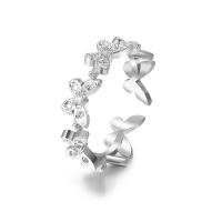 Anillo de dedo de aleación de Zinc, Mariposa, Joyería & para mujer & con diamantes de imitación, tamaño:7, Vendido por UD
