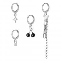 Zinc Alloy Earring Set, silver color plated, 4 pieces & fashion jewelry & for woman 