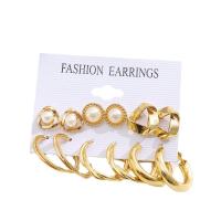 Zinklegierung Ohrring-Set, mit Kunststoff Perlen, 6 Stück & Modeschmuck & für Frau, goldfarben, verkauft von setzen
