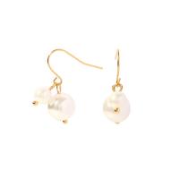 Freshwater Pearl Drop Earring, 304 Stainless Steel, with Freshwater Pearl, Vacuum Ion Plating, fashion jewelry & for woman, golden 
