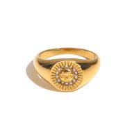 Нержавеющая сталь Rhinestone палец кольцо, Нержавеющая сталь 304, вакуумное ионное покрытие, ювелирные изделия моды & разный размер для выбора & Женский & со стразами, Золотой продается PC