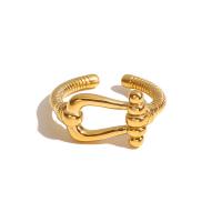 304 Stainless Steel Cuff Finger Ring, Vacuum Ion Plating, fashion jewelry & for woman, golden 