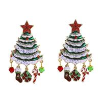 Christmas Earrings, Zinc Alloy, Christmas Tree, Christmas Design & fashion jewelry & for woman & enamel & with rhinestone 