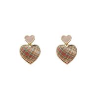 Enamel Zinc Alloy Drop Earring, with Cloth, Heart, fashion jewelry & for woman, gold 