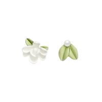 asymmetrische Ohrringe, Zinklegierung, mit Kunststoff Perlen, plattiert, Modeschmuck & für Frau, grün, 20x25mm, verkauft von Paar