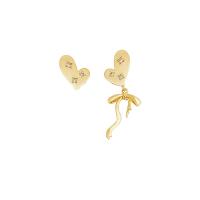 asymmetrische Ohrringe, Messing, Herz, hochwertige plattiert und nie verblassen, Modeschmuck & Micro pave Zirkonia & für Frau, Goldfarbe, 15x12x33mm, verkauft von Paar