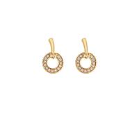 Zinc Alloy Rhinestone Drop Earring, Round, high quality plated, fashion jewelry & for woman & with rhinestone, gold 