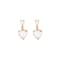 Cubic Zircon (CZ) Drop Earring, Brass, Heart, high quality plated, fashion jewelry & for woman & with cubic zirconia, golden 