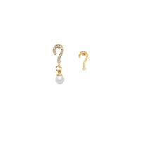 asymmetrische Ohrringe, Messing, mit Kunststoff Perlen, hochwertige plattiert und nie verblassen, Modeschmuck & Micro pave Zirkonia & für Frau, Goldfarbe, 1.9x0.5cmu30010.4x0.8cm, verkauft von Paar