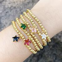 Cubes bracelets en laiton zircone, étoile, Plaqué or 18K, bijoux de mode & pour femme & avec zircone cubique, plus de couleurs à choisir Vendu par PC